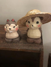 Load image into Gallery viewer, LISM Wood carvings,Handmade wooden squirrel ornament straw hat design