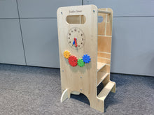 Load image into Gallery viewer, Toddler Tower Kitchen Step Stool with Safety Rail, Chalkboard, Slide Function