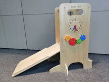 Load image into Gallery viewer, Toddler Tower Kitchen Step Stool with Safety Rail, Chalkboard, Slide Function