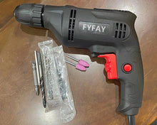 Load image into Gallery viewer, FYFAY electric drill, 12.6V electric drill bit 30Nm 18+1 clutch, 3/8 inch keyless chuck, variable speed and built-in LED electric drill driver, for drilling walls, bricks, wood, metal
