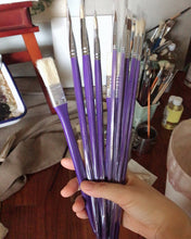 Load image into Gallery viewer, Zllada oil paint brush Set, 1 Pack 10 Pcs Round Pointed Tip Paintbrushes Nylon Hair Artist Acrylic Paint Brushes for Acrylic Oil Watercolor, Face Nail Art, Miniature Detailing and Rock Painting