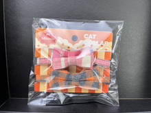 Load image into Gallery viewer, Miiemiu 2 Pack Cat Bow tie,Movable Bowtie, Cat Bowtie Plaid Patterns, Breakaway Buckle Safety with Tiny Bell, Adjustable Pet Bow tie for Cats and Puppies