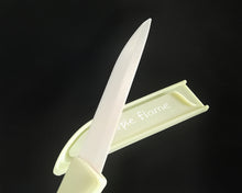 Load image into Gallery viewer, Purple flame fruit knife, utility kitchen knife, sheathed, 5.25 inch stainless steel blade, peeled