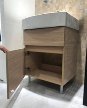 Load image into Gallery viewer, Foshmuk bathroom furniture, 18-inch bathroom sink combination, white modern bathroom cabinet and chrome-plated solid faucet