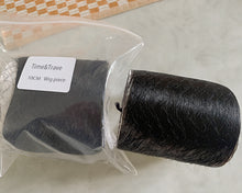 Load image into Gallery viewer, Time&Trave wig, dark black, slightly curly synthetic wigs with clip