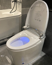 Load image into Gallery viewer, One-piece toilet-blusun bathroom toilet comfortable height double flush lengthened white ceramic modern bathroom one-piece toilet soft seat 12 inches (about 30.5 cm) thick with wax ring