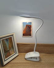 Load image into Gallery viewer, ABIBIY Desk Lamp with Clamp, Eye-Care Swing Arm Desk Lamp, 5 Brightness & Adjustable Color Temperature Modern Architect Lamp with Memory & Timing Function for Study, Work, Home, Office, 12W,White