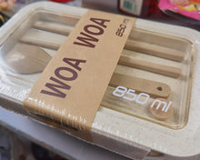 Load image into Gallery viewer, WOA WOA lunch box, adult and child lunch box 1100 ml, without BPA leak-proof wheatgrass material, with spoon and chopsticks
