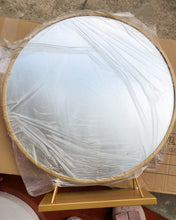 Load image into Gallery viewer, TIKBABA Wall Mirror, Round, Natural Woodgrain Finish, 26 in Natural Wood Finish