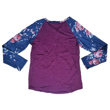 Load image into Gallery viewer, Cercur Women's Reglan Sleeve Florals Prints Crew Neck Top Casual Patchwork Blouses Tshirt