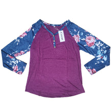 Load image into Gallery viewer, Cercur Women's Reglan Sleeve Florals Prints Crew Neck Top Casual Patchwork Blouses Tshirt