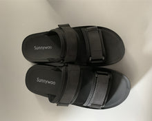 Load image into Gallery viewer, Sunnywoo slippers, men's flat sandals, suitable for men and women, black