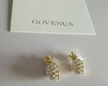 Load image into Gallery viewer, GOVENUS earrings, golden pineapple pearl jewelry pin earrings, girl earrings