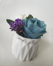 Load image into Gallery viewer, SQIALOUN artificial flowers, roses with green leaves bouquets, used for home decoration and wedding decorations, 3 bouquets in a pot.