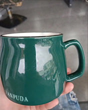 Load image into Gallery viewer, FANPUDA cup, ceramic coffee cup 16 oz kawaii cup with handle, ceramic latte office cup