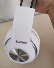 Load image into Gallery viewer, Hanleo headset, Bluetooth headset wireless, over-ear stereo wireless headset 35 hours of play time with deep bass, soft memory protein earmuffs, built-in microphone wired mode PC/mobile phone/TV-white