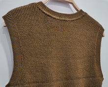 Load image into Gallery viewer, TIEGUODUN pullover sweater,Women Knit Sweater Vest with Shirt Crewneck Hollow Trendy Solid Color Sweater Vest Fashion Casual Sleeveless Vest Top(brown)