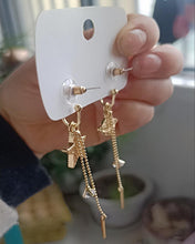 Load image into Gallery viewer, MauGeGe earrings, stars and planet silver earrings dangle small asymmetric asymmetric cute planet earrings girl birthday gift