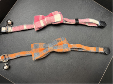 Load image into Gallery viewer, Miiemiu 2 Pack Cat Bow tie,Movable Bowtie, Cat Bowtie Plaid Patterns, Breakaway Buckle Safety with Tiny Bell, Adjustable Pet Bow tie for Cats and Puppies