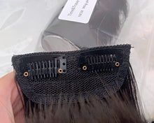 Load image into Gallery viewer, Time&Trave wig, dark black, slightly curly synthetic wigs with clip