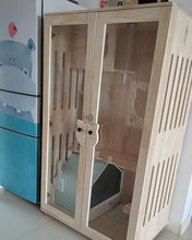 Load image into Gallery viewer, apexnova pet furniture, large wooden cat house, suitable for outdoor and indoor cats. Luxury multifunctional cat apartment, 59-inch large cat villa on wheels with scratching post