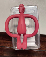Load image into Gallery viewer, GDMADRE baby chew, match monkey baby teether, baby bite soothing molar stick soft silicone teething toy, ruby red