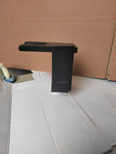 Load image into Gallery viewer, LED bathroom sink faucet, TOOLQOOL FB200 black waterfall bathroom faucet, single handle brass faucet, color can change with water temperature