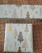 Load image into Gallery viewer, Aicoos wrapping paper,Holiday Wrapping Paper Bundle with Cut Lines on Reverse, Elegant Woodland Pinecones, Snowflakes, Blue, Gold