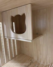 Load image into Gallery viewer, apexnova pet furniture, large wooden cat house, suitable for outdoor and indoor cats. Luxury multifunctional cat apartment, 59-inch large cat villa on wheels with scratching post