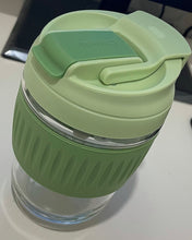 Load image into Gallery viewer, Cristella cup, coffee cup, mug with handle, anti-scalding soft silicone with glass, travel, double wall, vacuum, with lid