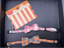 Load image into Gallery viewer, Miiemiu 2 Pack Cat Bow tie,Movable Bowtie, Cat Bowtie Plaid Patterns, Breakaway Buckle Safety with Tiny Bell, Adjustable Pet Bow tie for Cats and Puppies