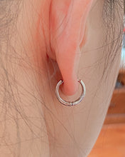 Load image into Gallery viewer, Seafox earrings,Sterling Silver Post Pave Cubic Zirconia  Hoop Earrings for Women