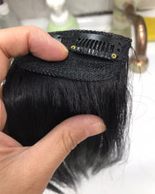 Load image into Gallery viewer, MEKRS wig,Short Straight Wigs for Women Black Synthetic Wig Shoulder Length Middle Parting Wig Heat Resistant Wig for Cosplay Daily Party Use 12”