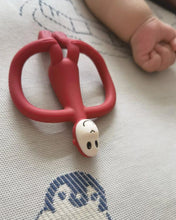 Load image into Gallery viewer, GDMADRE baby chew, match monkey baby teether, baby bite soothing molar stick soft silicone teething toy, ruby red