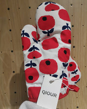 Load image into Gallery viewer, QIOUR Oven Mitts and Potholders BBQ Gloves-Oven Mitts and Pot Holders with Recycled Cotton Infill Silicone Non-Slip Cooking Gloves for Cooking Baking Grilling