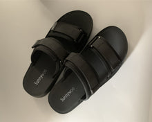 Load image into Gallery viewer, Sunnywoo slippers, men's flat sandals, suitable for men and women, black