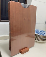 Load image into Gallery viewer, Aooped kitchen wooden cutting board with stainless steel handle, suitable for meat, cheese and vegetables, 14 x 10 inches