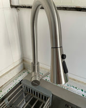 Load image into Gallery viewer, Sunfee Faucet ,with Pull Down Sprayer Brushed Nickel, High Arc Single Handle Kitchen Sink Faucet with Deck Plate, Commercial Modern rv Stainless Steel Kitchen Faucets
