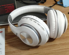 Load image into Gallery viewer, Hanleo headset, Bluetooth headset wireless, over-ear stereo wireless headset 35 hours of play time with deep bass, soft memory protein earmuffs, built-in microphone wired mode PC/mobile phone/TV-white