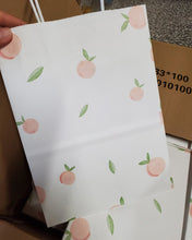 Load image into Gallery viewer, PACKIE BETTIE gift bag 8x4.25x10.5 kraft paper gift bag with handle in bulk, peach printed paper bag, shopping bag, kraft paper bag, retail bag, party bag, 50 packs