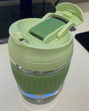 Load image into Gallery viewer, Cristella cup, coffee cup, mug with handle, anti-scalding soft silicone with glass, travel, double wall, vacuum, with lid