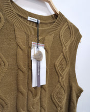 Load image into Gallery viewer, TIEGUODUN pullover sweater,Women Knit Sweater Vest with Shirt Crewneck Hollow Trendy Solid Color Sweater Vest Fashion Casual Sleeveless Vest Top(brown)