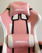 Load image into Gallery viewer, SERWALL recliner, ergonomic gaming chair, recliner with headrest and lumbar support, height-adjustable recliner racing gaming chair, computer gaming chair with recycled PU leather