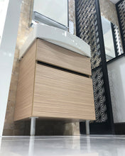 Load image into Gallery viewer, Foshmuk bathroom furniture, 18-inch bathroom sink combination, white modern bathroom cabinet and chrome-plated solid faucet