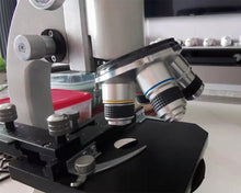 Load image into Gallery viewer, Merytes Zoom Microscope, M150C-I 40X-1000X All Metal Optical Glass Lens Cordless LED Student Biological Compound Microscope