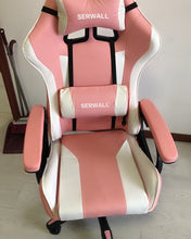 Load image into Gallery viewer, SERWALL recliner, ergonomic gaming chair, recliner with headrest and lumbar support, height-adjustable recliner racing gaming chair, computer gaming chair with recycled PU leather