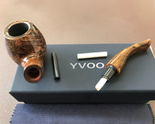 Load image into Gallery viewer, YVOO Pipes, Vintage Ebony Smoking Pipe with Wooden Holder, Other Accessories and Gift Box