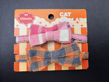 Load image into Gallery viewer, Miiemiu 2 Pack Cat Bow tie,Movable Bowtie, Cat Bowtie Plaid Patterns, Breakaway Buckle Safety with Tiny Bell, Adjustable Pet Bow tie for Cats and Puppies