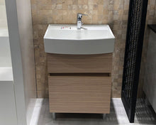 Load image into Gallery viewer, Foshmuk bathroom furniture, 18-inch bathroom sink combination, white modern bathroom cabinet and chrome-plated solid faucet