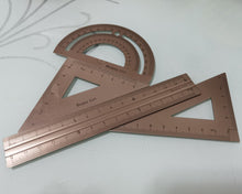 Load image into Gallery viewer, Beauty Girl drawing ruler, geometry tool, 4 piece set, including straight ruler, protractor, triangle ruler, square ruler for drawing